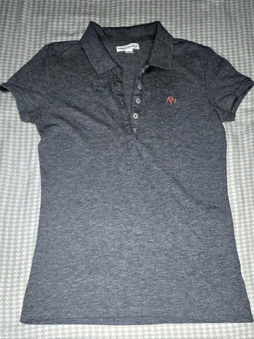 Aeropostale A87 Pique Polo Shirt Gray Medium
